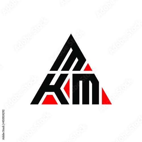 MKM triangle letter logo design with triangle shape. MKM triangle logo design monogram. MKM triangle vector logo template with red color. MKM triangular logo Simple, Elegant, and Luxurious Logo. MKM 
 photo