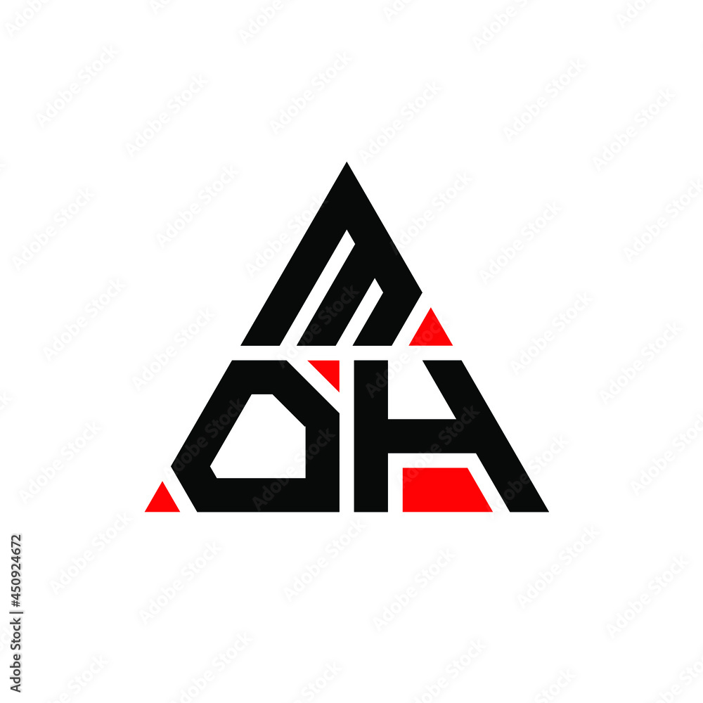 MOH triangle letter logo design with triangle shape. MOH triangle logo  design monogram. MOH triangle vector logo template with red color. MOH  triangular logo Simple, Elegant, and Luxurious Logo. MOH Stock Vector |