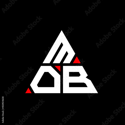 MOB triangle letter logo design with triangle shape. MOB triangle logo design monogram. MOB triangle vector logo template with red color. MOB triangular logo Simple, Elegant, and Luxurious Logo. MOB 
