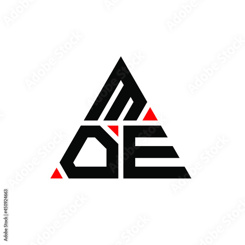 MOE triangle letter logo design with triangle shape. MOE triangle logo design monogram. MOE triangle vector logo template with red color. MOE triangular logo Simple, Elegant, and Luxurious Logo. MOE 
