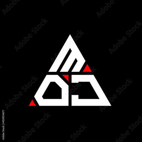 MOJ triangle letter logo design with triangle shape. MOJ triangle logo design monogram. MOJ triangle vector logo template with red color. MOJ triangular logo Simple, Elegant, and Luxurious Logo. MOJ 
 photo