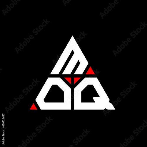 MOQ triangle letter logo design with triangle shape. MOQ triangle logo design monogram. MOQ triangle vector logo template with red color. MOQ triangular logo Simple, Elegant, and Luxurious Logo. MOQ 
 photo