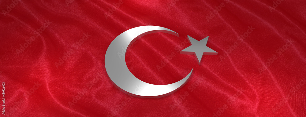 Flag Of The Republic Of Turkey. 3d rendering.