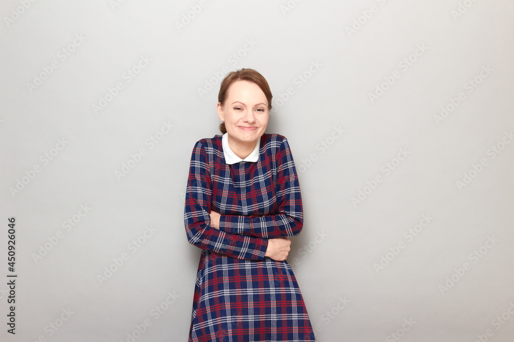 Portrait of happy cheerful girl laughing at funny joke Portrait of happy cheerful girl laughing at funny joke