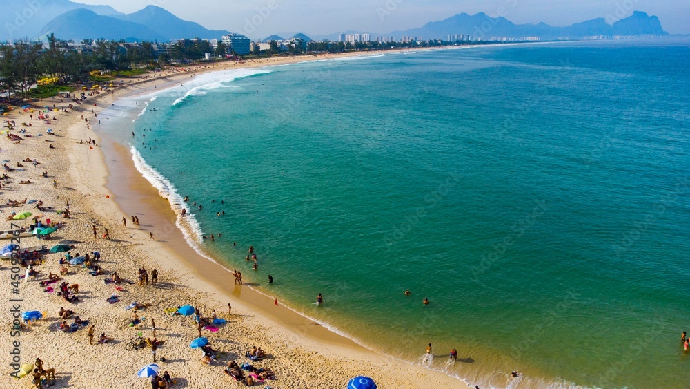 Beautiful beaches of Rio de Janeiro - Aerial photo Recreio beaches, Barra.