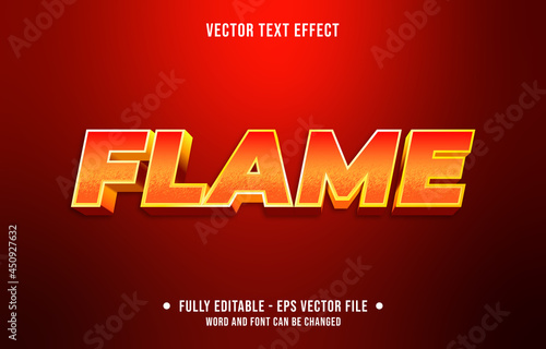 Editable text effect gradient style flame with red and orange color