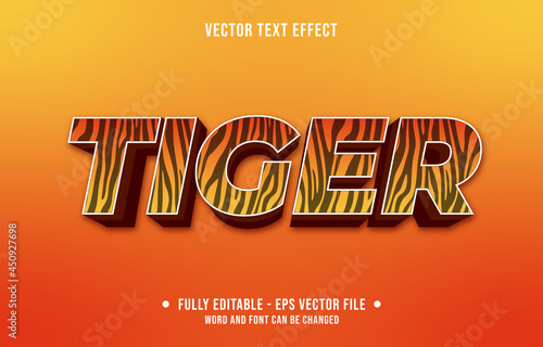 Editable text effect gradient style animal tiger skin pattern and orange color