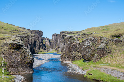 Fjadrargljufur canyon in south Iceland on a summer day