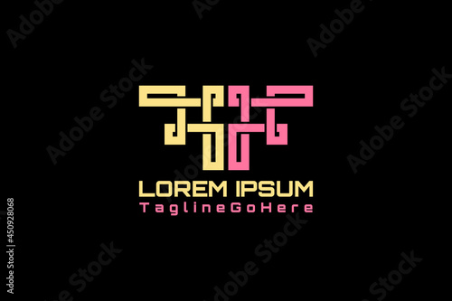 Ornamental vector logo element with initials "AA" or "FF" or "T". Usable for general business logo