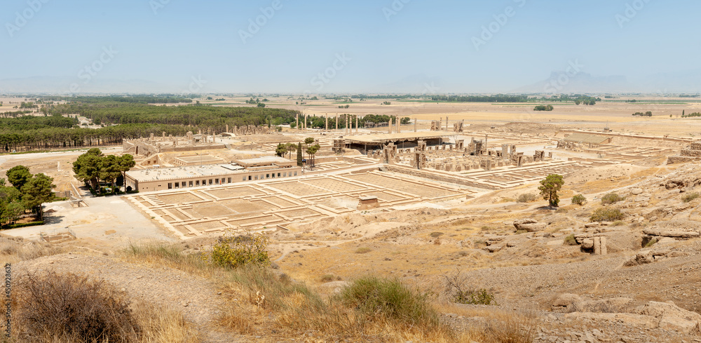 A general view of the ruins at Persepolis. Persepolis (Old Persian: Pārsa) was the ceremonial capital of the Achaemenid Empire (ca. 550–330 BCE).