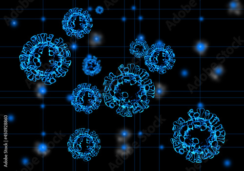 Background with virus molec...