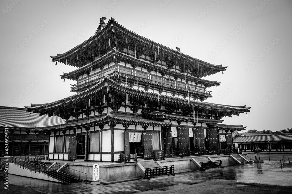 Fototapeta premium 雨天の薬師寺金堂