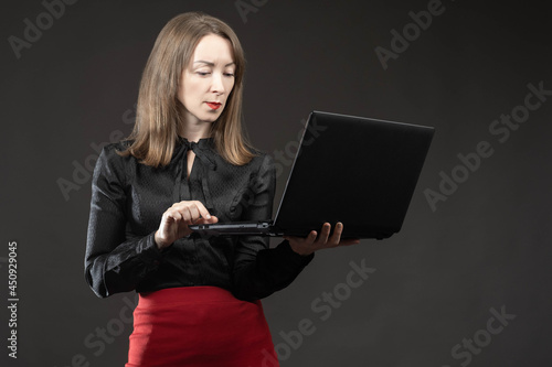 Businesswoman laptop. Busin...