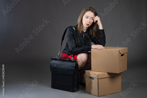 Fired wom Tired girl with b...