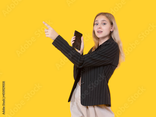 Student girl with phone in ...