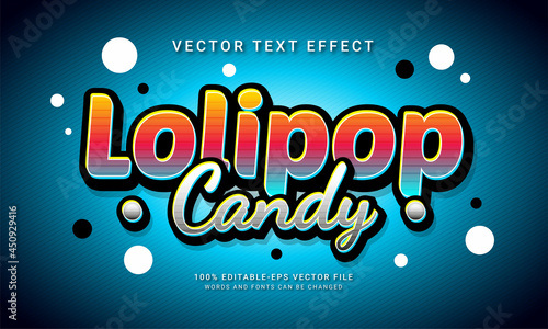 Lolipop candy editable text style effect themed sweet food menu