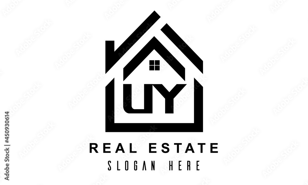 UY real estate house latter logo UY real estate house latter logo
