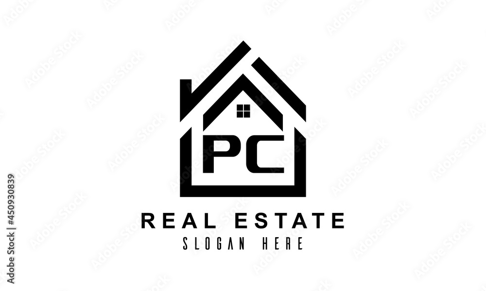 PC real estate house latter logo PC real estate house latter logo
