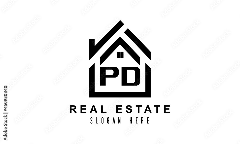 PD real estate house latter logo PD real estate house latter logo
