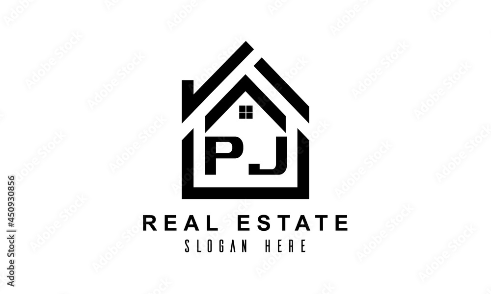 PJ real estate house latter logo