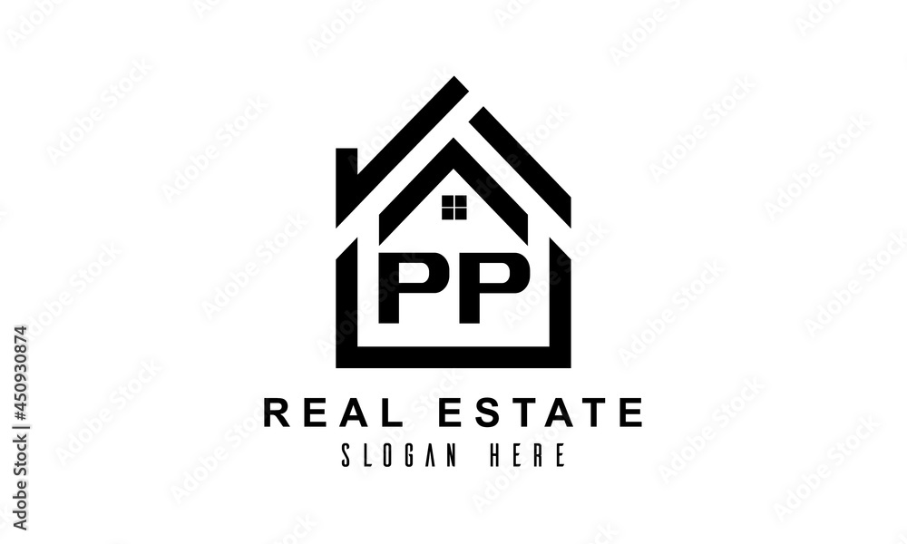 PP real estate house latter logo PP real estate house latter logo