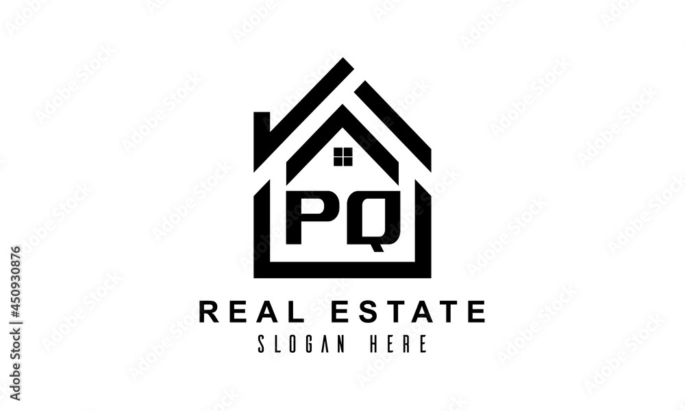 PQ real estate house latter logo