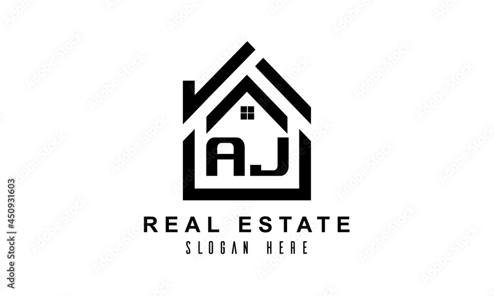 AJ real estate house latter logo AJ real estate house latter logo