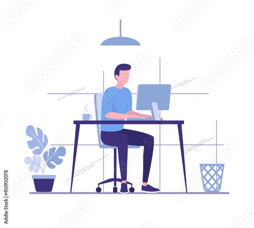 Office work concept. Colored flat vector illustration. Isolated on white background.