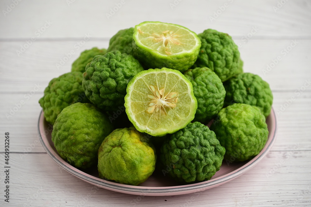 Fototapeta premium Asian herb and ingredient Kaffir Lime or Bergamot