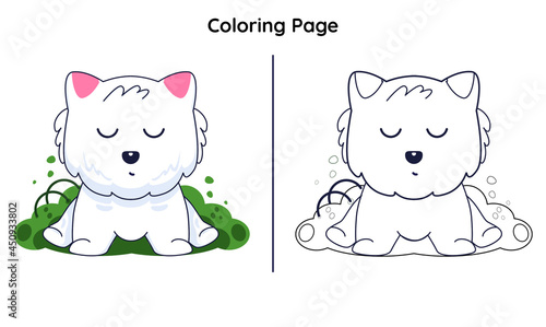 cute cat with coloring page