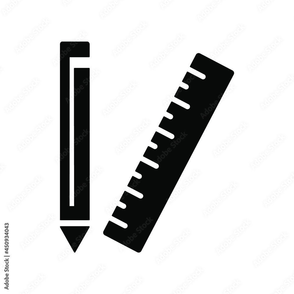 Pencil and ruler icons symbol vector elements for infographic web Pencil and ruler icons symbol vector elements for infographic web