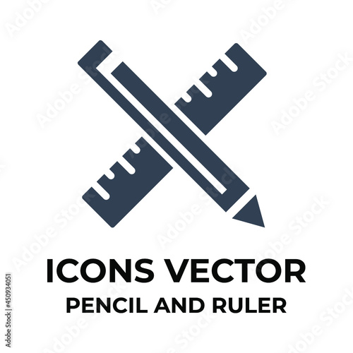 Pencil and ruler icons symbol vector elements for infographic web