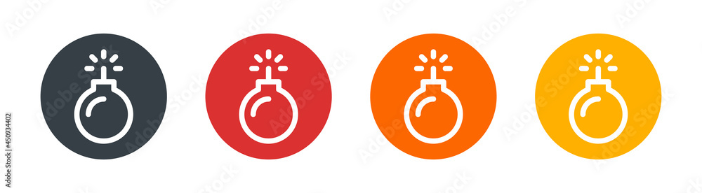 Bomb icon set. Dangerous weapon concept Bomb icon set. Dangerous weapon concept