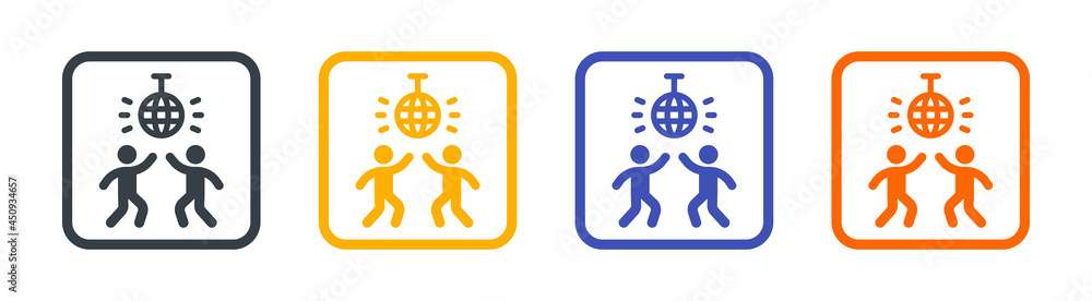 Party icon. People dancing at nightclub icon vector illustration Party icon. People dancing at nightclub icon vector illustration