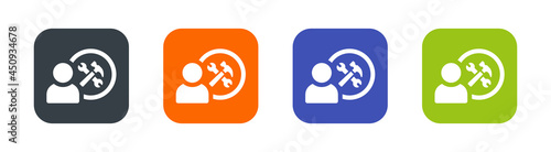 User with wrench and hammer icon symbol of repairman.