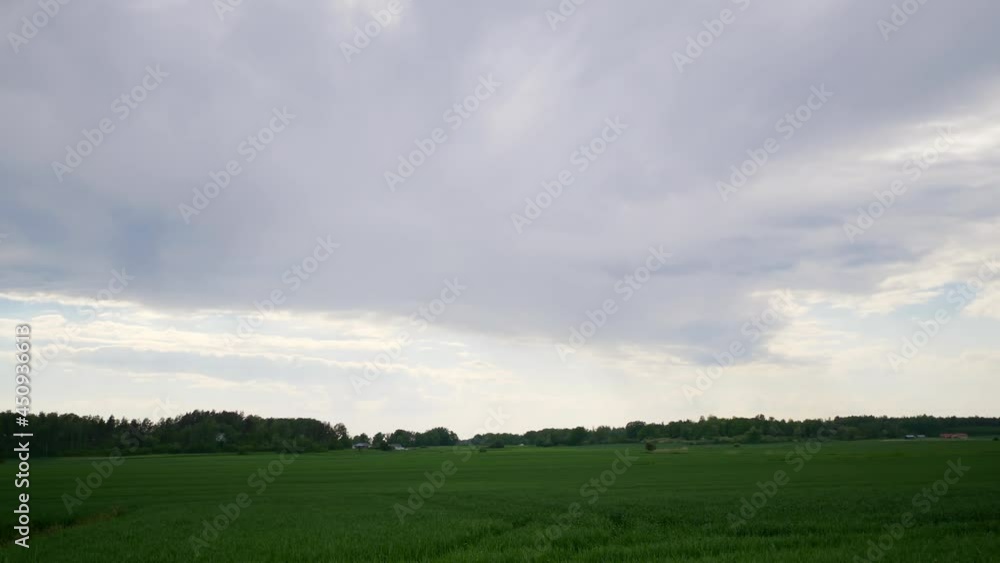 Landscape of a big green field in the Countryside on cloudy day, having a great weather and no pollution. Landscape view of green field in the evening concept Landscape of a big green field in the Countryside on cloudy day, having a great weather and no pollution. Landscape view of green field in the evening concept