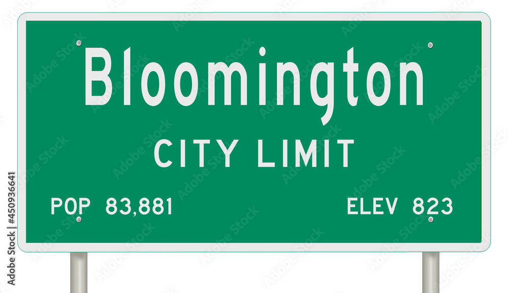 Rendering of a green Minnesota highway sign with city information