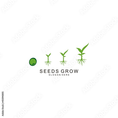 icon green growing seed Logo design template idea creative inspiration symbol template farming.