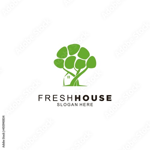 Inspiration symbol logo icon green and home design property building real estate template.