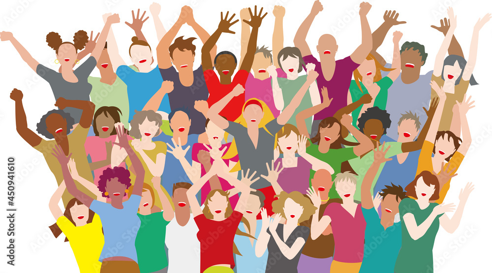 Prノリノリで歓喜する若者たちのベクターイラスト Stock Vector Adobe Stock