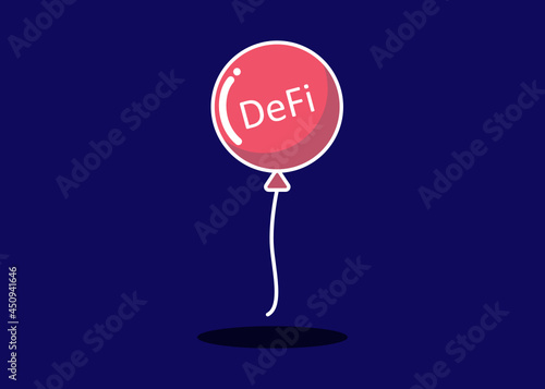 illustration of Cryptocurrency Decentralized(DeFi). DeFi balloon floating on background. Vector.