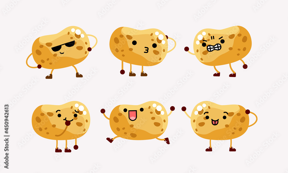 collection of cute potato character mascot illustration with different pose and facial expression collection of cute potato character mascot illustration with different pose and facial expression