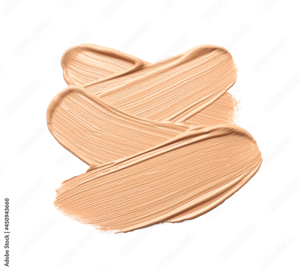 Sample of liquid skin foundation on white background, top view. Space for text Sample of liquid skin foundation on white background, top view. Space for text