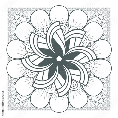 Printable Doodle flowers in monochrome for coloring page  cover  wedding invitation  greeting card  wall art isolated on white background. Hand drawn sketch for adult anti stress coloring page.