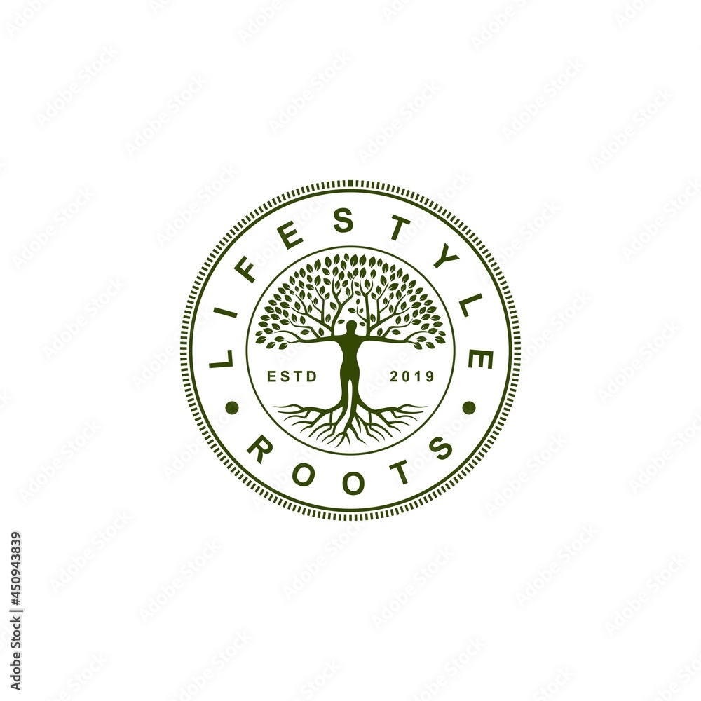 An icon of people with wild plants in circle wraps, the logo of a modern agricultural company.