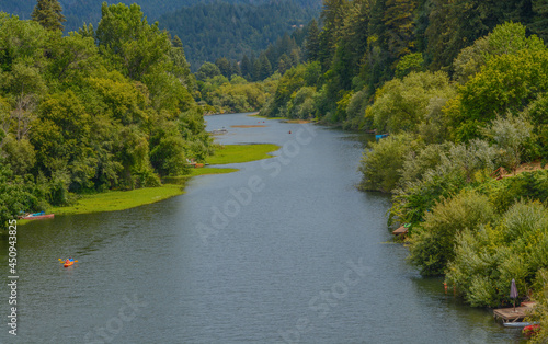 Beautiful Russian River flowing in Guerneville, Sonoma County, California