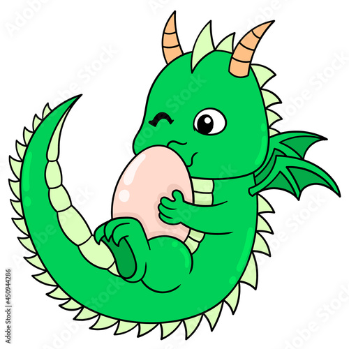 dinosaurs are happily waiting for the birth of their eggs, doodle icon image kawaii