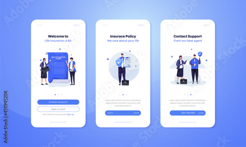 Life insurance illustration on mobile user interface screen concept