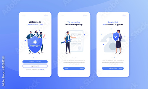 Insurance agent illustration on user interface screen concept