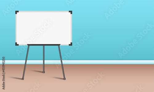 Photo Empty white marker Presentation board on the floor stand